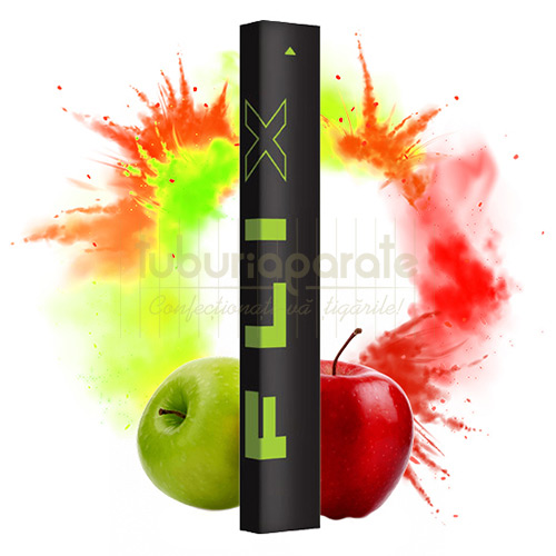 Mini narghilea de unica folosinta cu aroma de mere si 400 de pufuri FLIX Double Apple (20 mg)